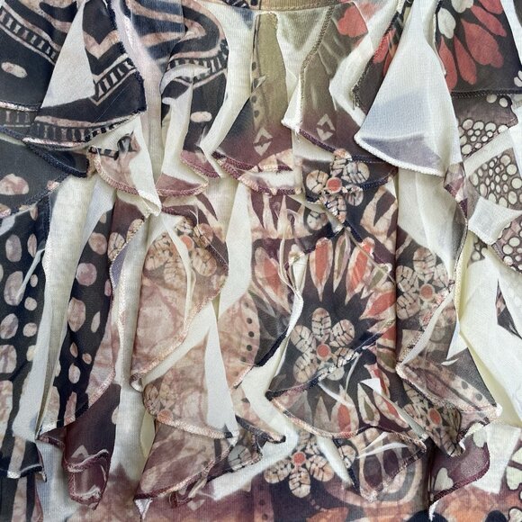 Chico's Top Size XL (16) Rhinestones Ruffles Fall Floral Fairy BOHO Whimsical - Picture 5 of 13